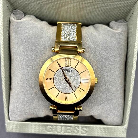 Guess Aurora Women\'s Gold-Tone Stainless Steel & Zwarovski Crystals Bangle Watch main image 13